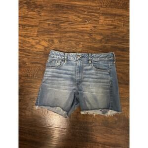 American Eagle Super High Rise Shortie Jean Shorts Women Sz 12 Stretch Denim